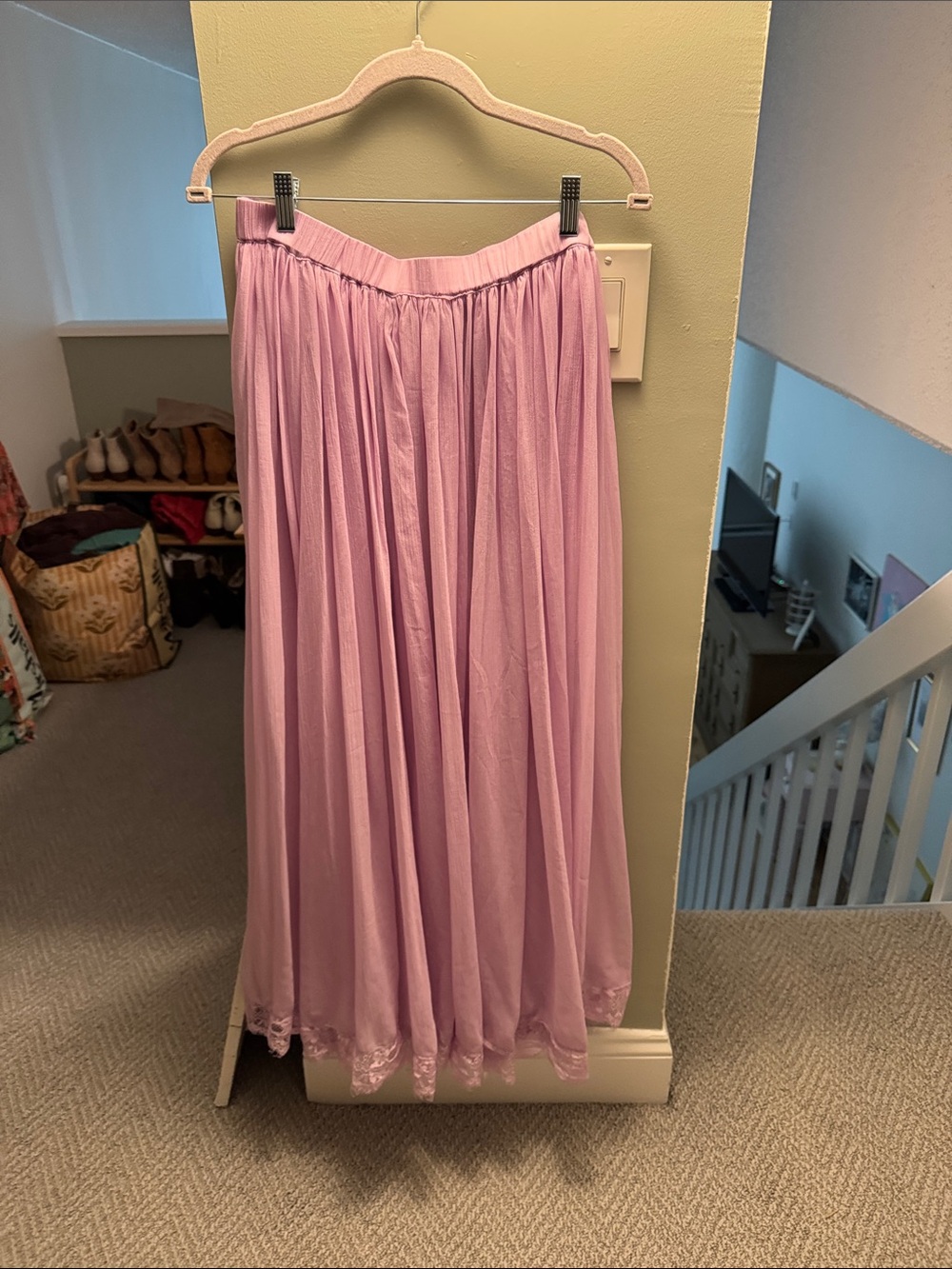 Anthropologie Pale Lavender Pleated Maxi Skirt